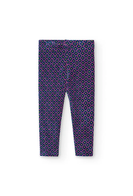 Knitted trousers for baby girl with print