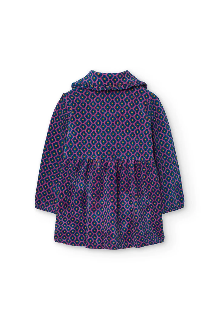 Corduroy dress for baby girl with floral print