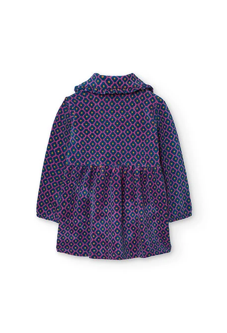 Corduroy dress for baby girl with floral print