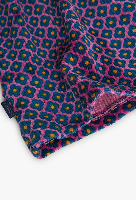 Corduroy dress for baby girl with floral print