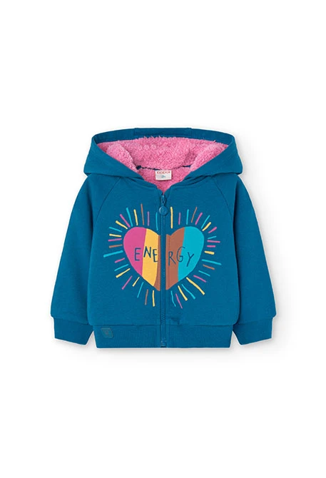 Sweatjackeacke für Baby-Mädchen in Blau mit Herzmuster