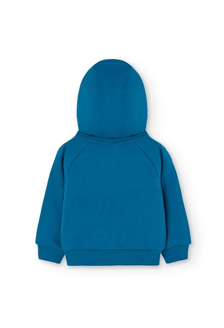 Chaqueta de felpa para bebé niña en azul con estampado de corazón