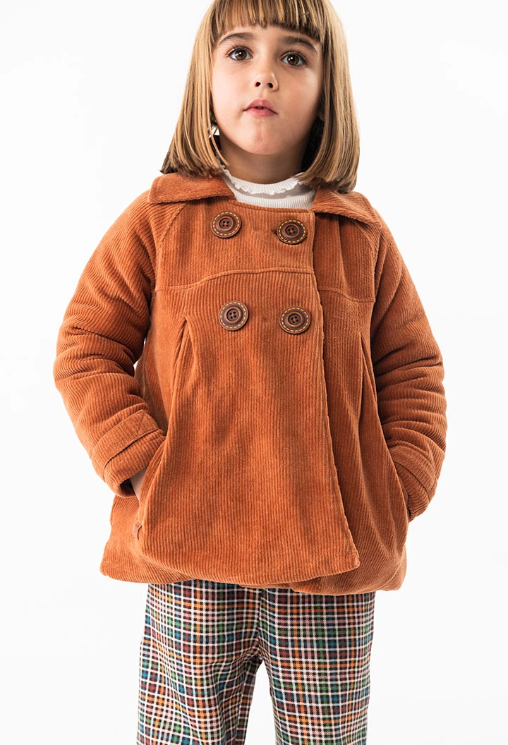 Corduroy jacket for baby girl in orange