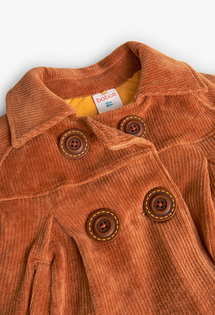 Veste en velours côtelé pour bébé fille en orange