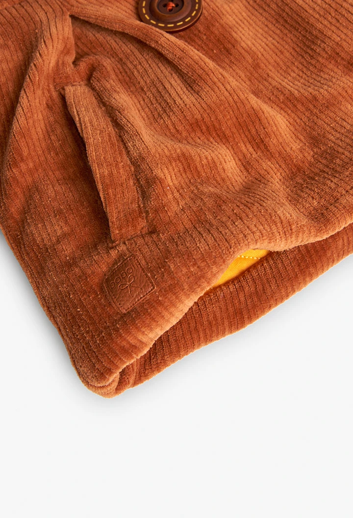 Corduroy jacket for baby girl in orange