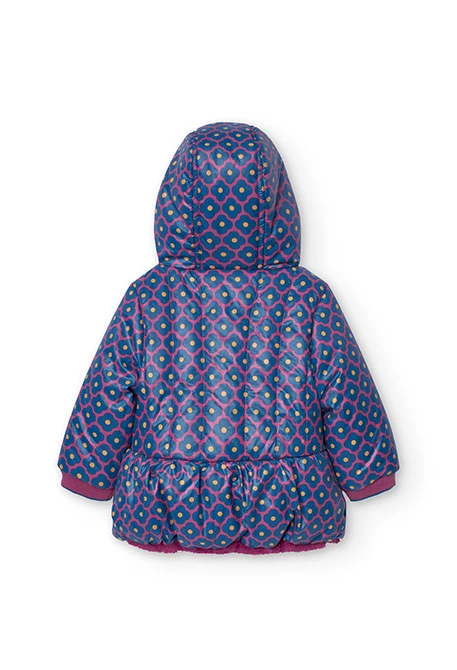 Manteau d\'hiver réversible en fourrure+technique pour bébé fille en lilas