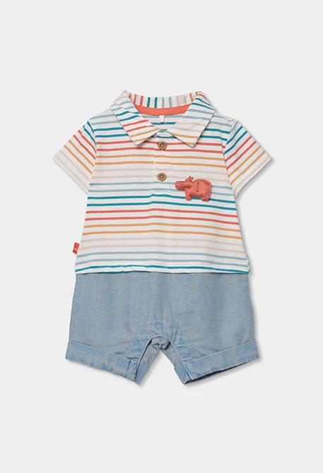 Multicoloured striped cotton baby sleepsuit