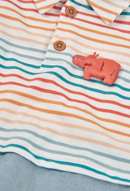 Barboteuse bébé rayée multicolore en coton