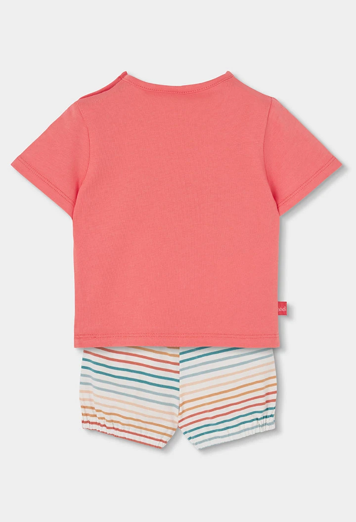 Conjunto de algodão para bebé menino na cor laranja.