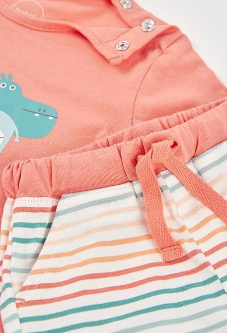 Conjunto de algodão para bebé menino na cor laranja.