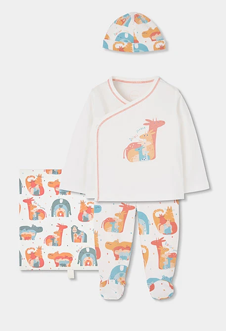 Set neonato stampato in cotone