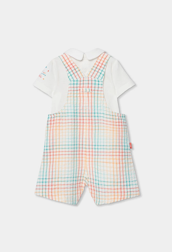 Baby cotton check dungaree set