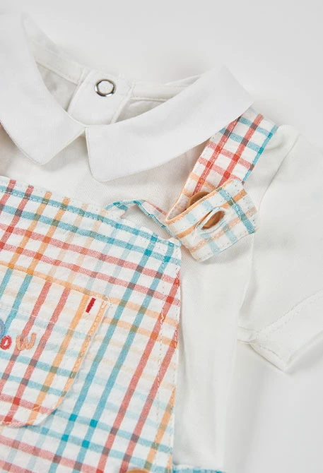 Ensemble bébé salopette à carreaux en coton
