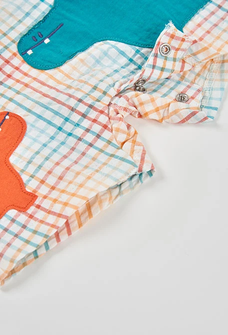 Ensemble bébé salopette à carreaux en coton