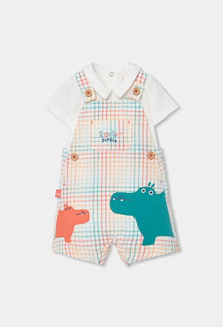 Conjunto bebé peto cuadros algodón
