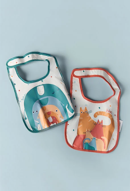 Confezione da 2 bavaglini neonato cotone bianco