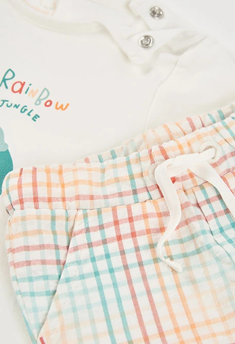 Conjunto bebé t-shirt algodão branco