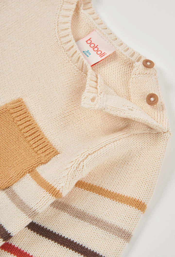 Ensemble maille bébé garçon écru à rayures