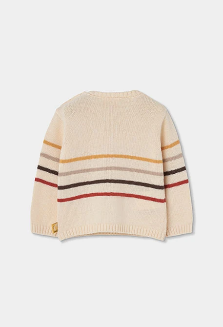 Ensemble maille bébé garçon écru à rayures