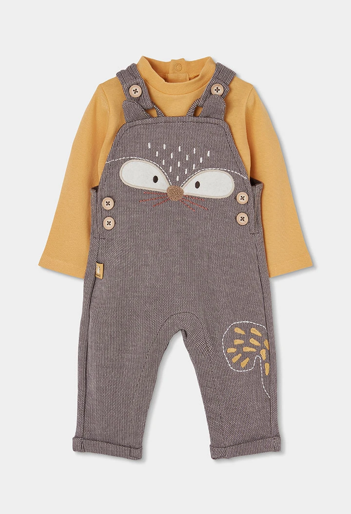 Ensemble maille bébé garçon marron brodé renard