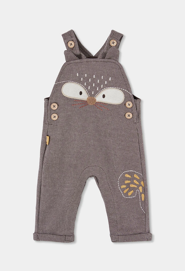 Ensemble maille bébé garçon marron brodé renard