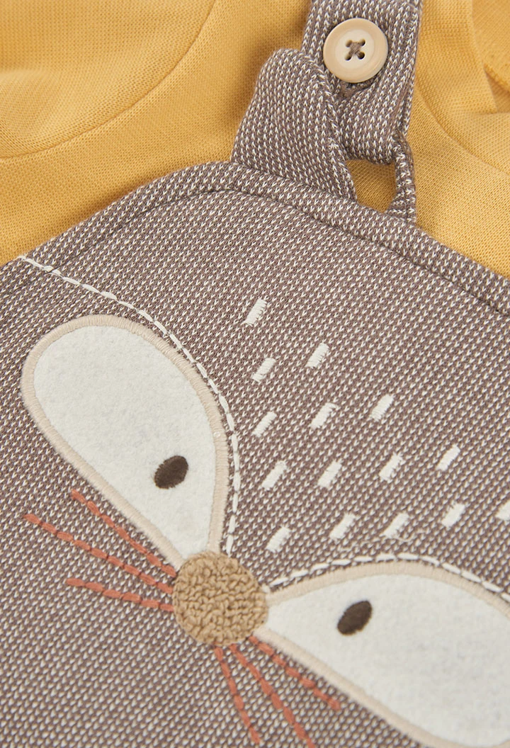 Ensemble maille bébé garçon marron brodé renard