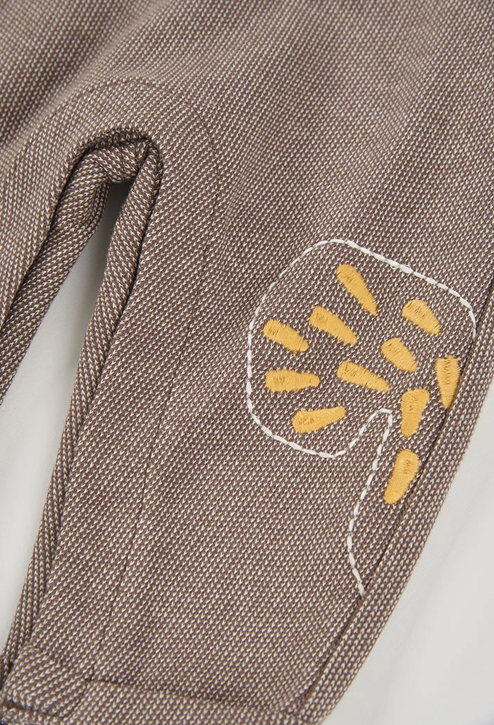 Ensemble maille bébé garçon marron brodé renard