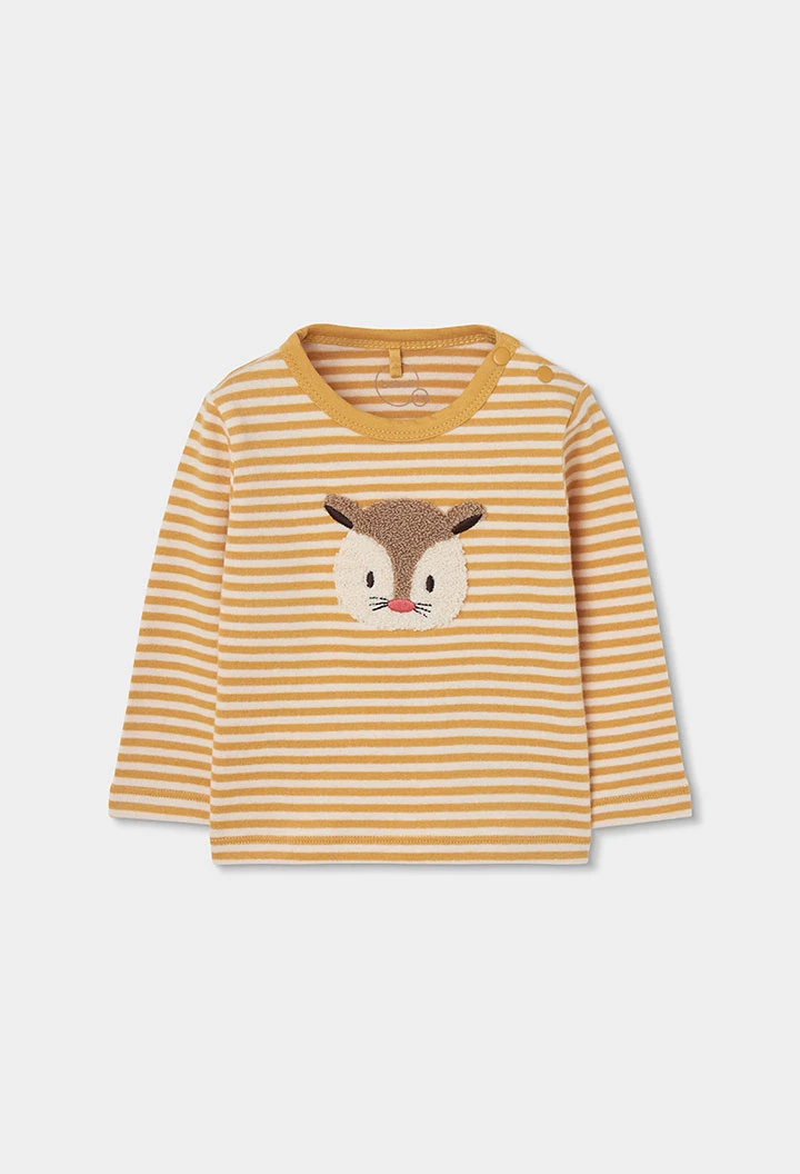 Ensemble maille bébé garçon jaune brodé écureuil