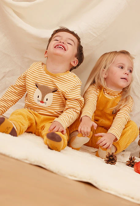 Conjunto punto bebé niño amarillo bordado de ardilla