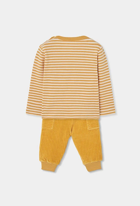 Ensemble maille bébé garçon jaune brodé écureuil