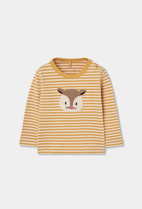 Ensemble maille bébé garçon jaune brodé écureuil