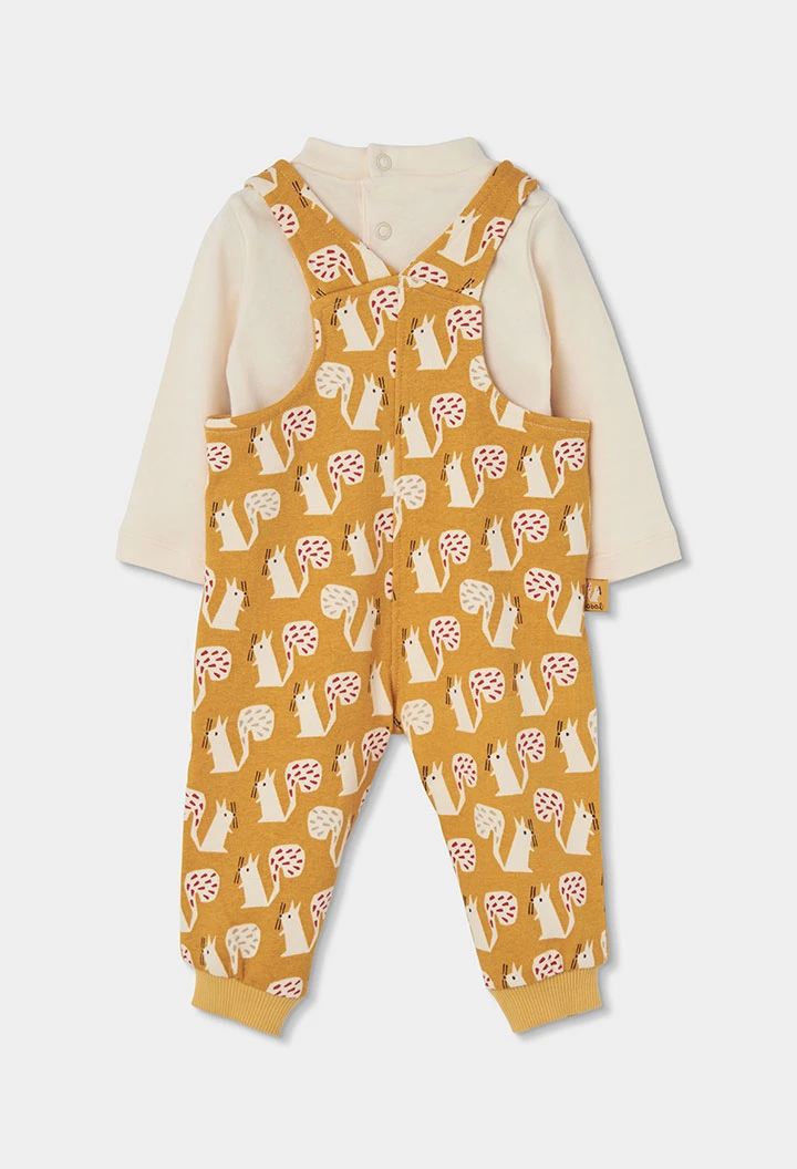 Ensemble maille bébé garçon moutarde imprimé écureuils