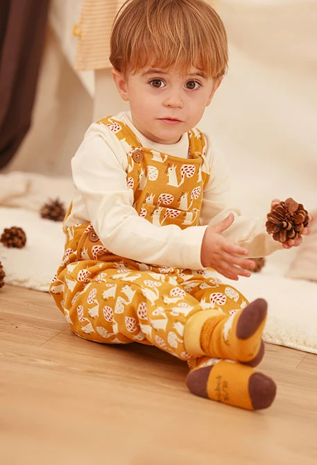 Ensemble maille bébé moutarde imprimé écureuils
