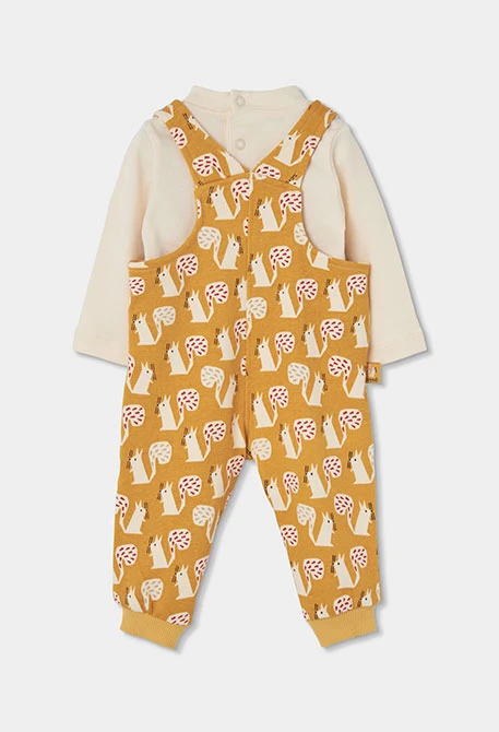 Ensemble maille bébé garçon moutarde imprimé écureuils
