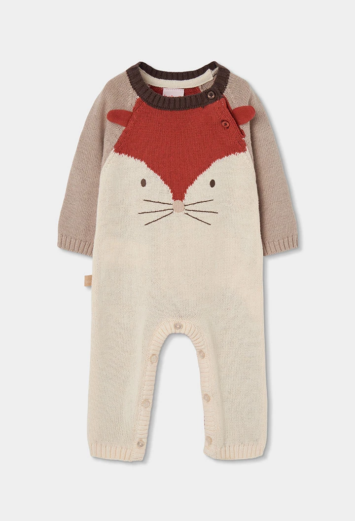 Grenouillère bébé écrue imprimé renard