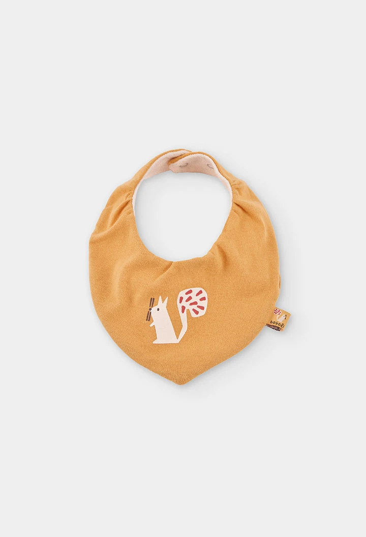 Pack 2 bavoirs bandana bébé moutarde imprimé écureuil