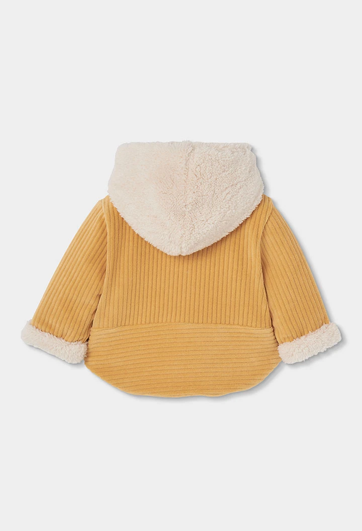 Veste en maille bébé jaune avec capuche