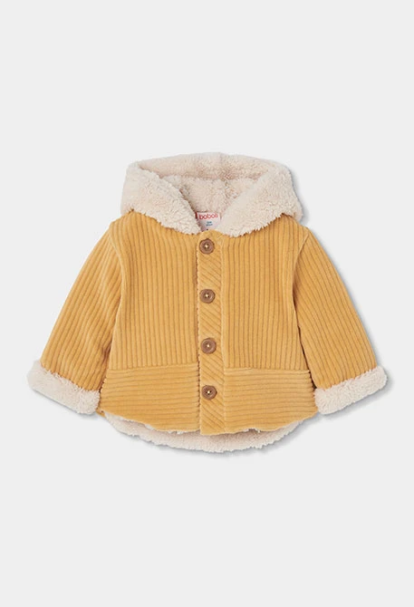 Veste en maille bébé jaune avec capuche