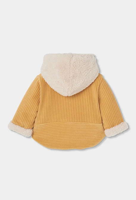 Veste en maille bébé jaune avec capuche
