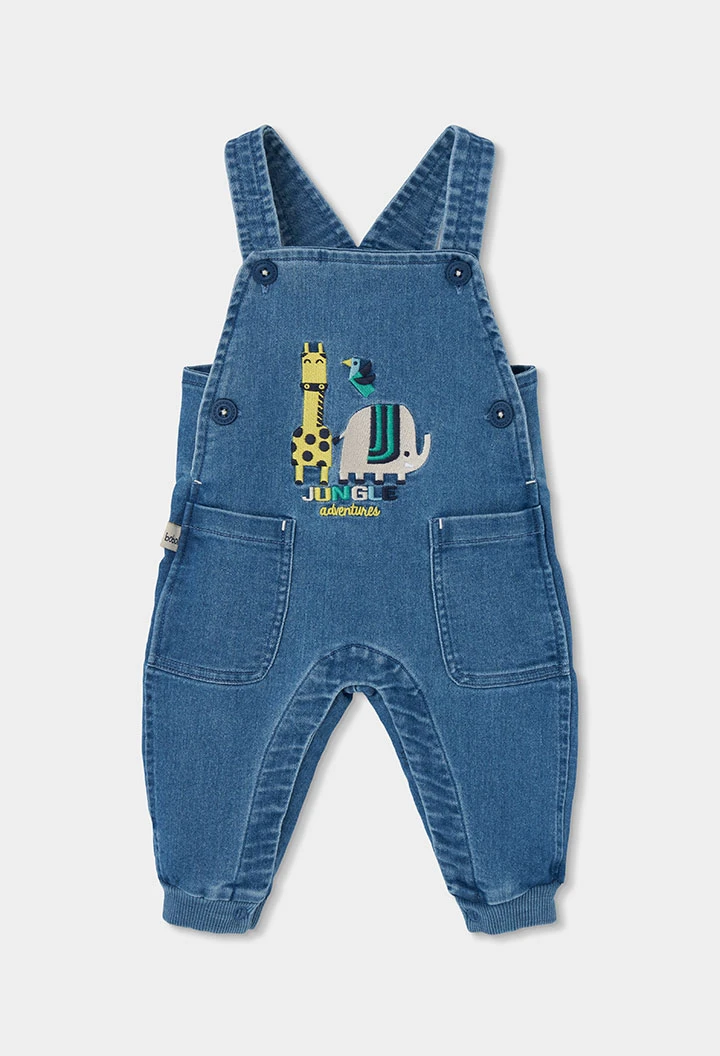 Blaues Denim-Set für Babyjungen mit Tierstickerei