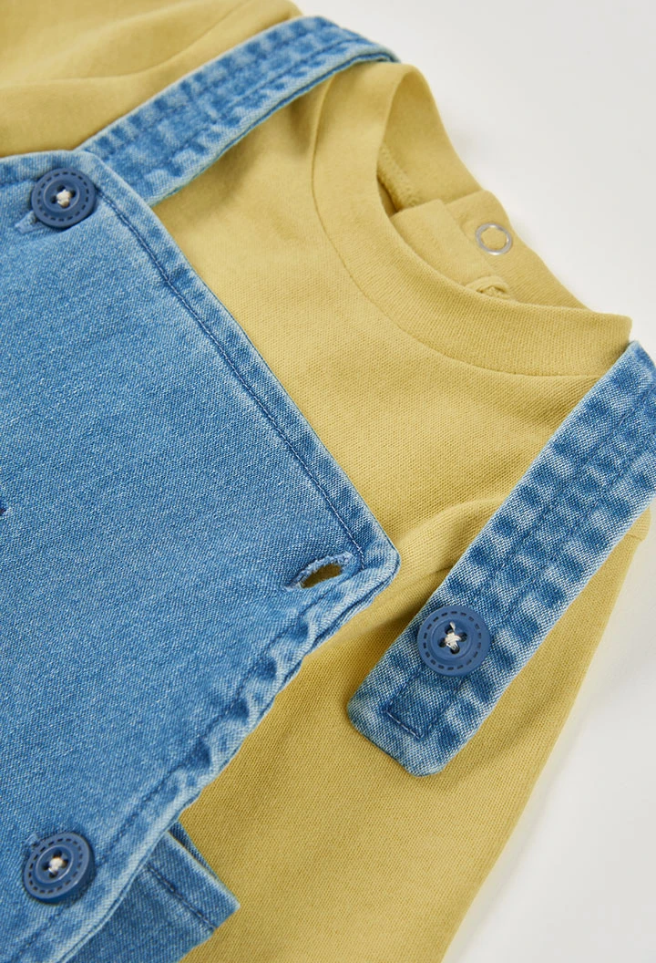 Conjunto denim bebé azul bordado de animales