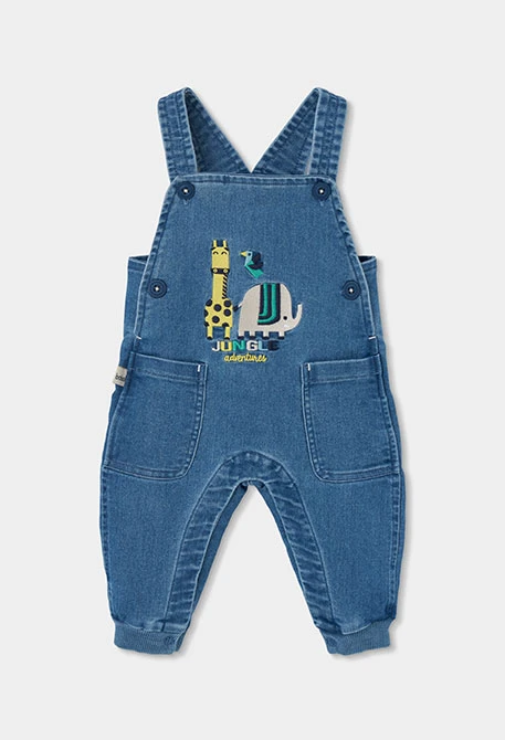 Conjunto denim bebé azul bordado de animales