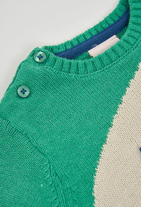 Maglione neonato bambino verde con stampa di elefante