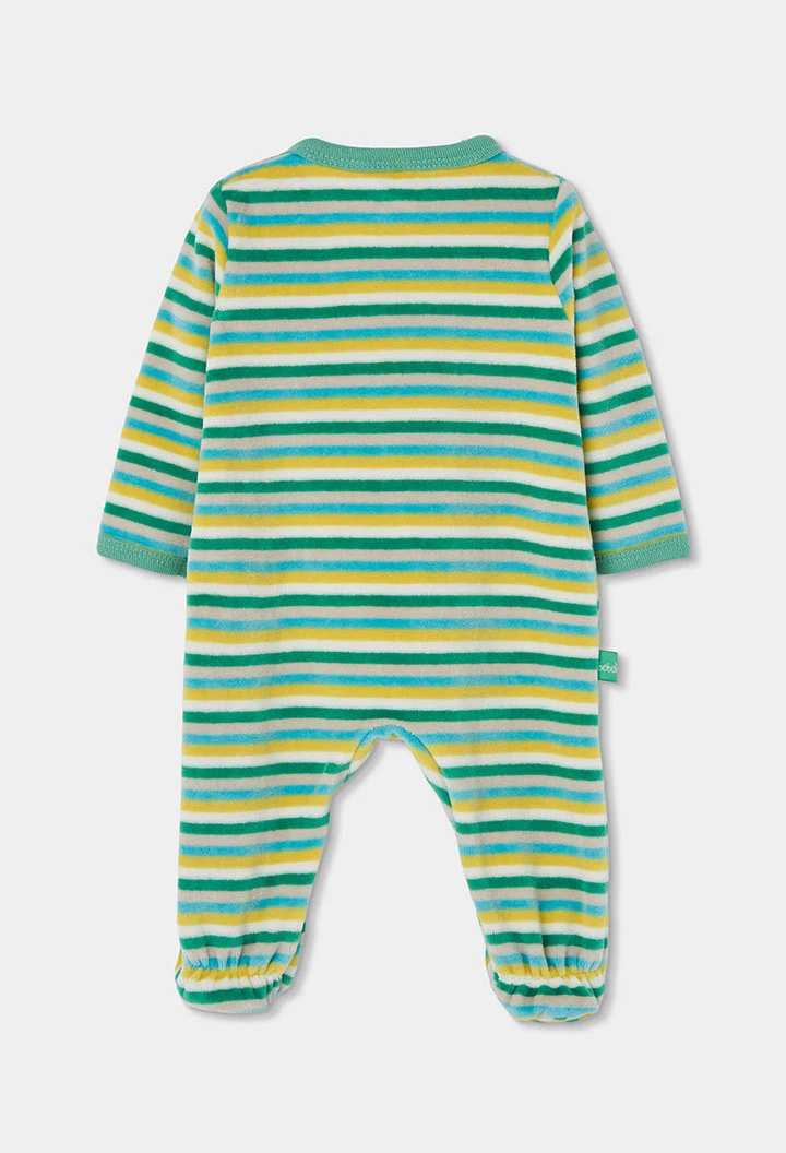 Pelele aus Samt für Babys mit Tierstreifen
