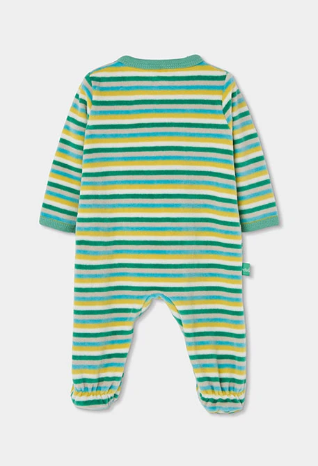 Baby striped velvet sleepsuit with animals