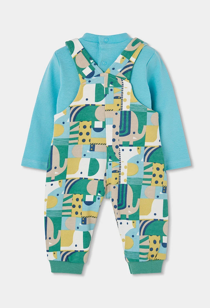 Conjunto punto bebé niño estampado animales verde