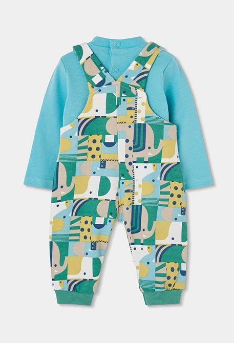 Completo in maglia neonato maschio stampa animali verde