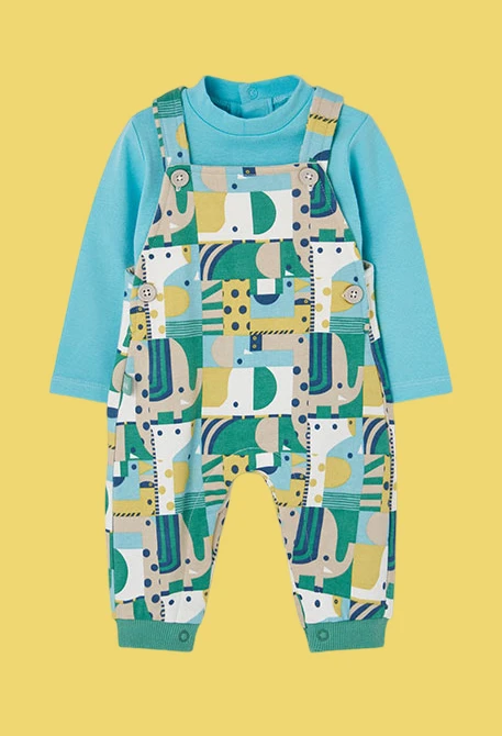Ensemble maille bébé garçon imprimé animaux vert