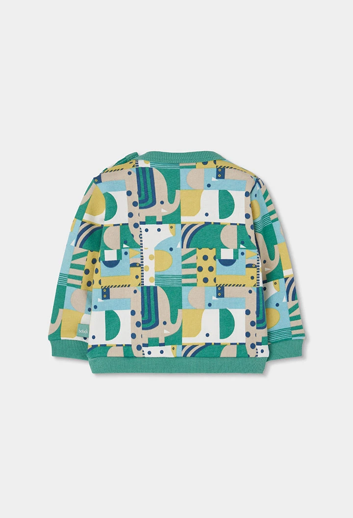 Conjunto punto bebé niño estampado geométrico verde
