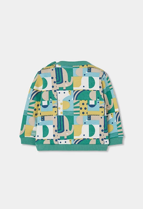 Grünes geometrisch gemustertes Baby-Strickset für Jungen
